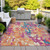 8' X 10' Blush Orange And Teal Blue Abstract Washable Indoor Outdoor Area Rug