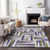 8' X 10' Lavender Brown And Green Geometric Washable Indoor Outdoor Area Rug