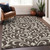 9' X 12' Chocolate And Ivory Floral Washable Indoor Outdoor Area Rug