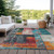 8' X 10' Teal Blue And Orange Abstract Washable Indoor Outdoor Area Rug - 880016661378
