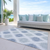 10' X 14' Sky Blue Ivory And Denim Blue Ikat Washable Indoor Outdoor Area Rug