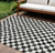 9' X 12' Black And Ivory Geometric Washable Indoor Outdoor Area Rug - Black, Ivory