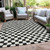 9' X 12' Black And Ivory Geometric Washable Indoor Outdoor Area Rug - Black, Ivory