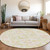 8' Pink Green And Beige Round Geometric Washable Indoor Outdoor Area Rug