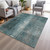 8' X 10' Teal Blue And Ivory Abstract Washable Indoor Outdoor Area Rug - Teal Blue, Ivory