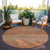 8' Copper Round Striped Washable Indoor Outdoor Area Rug