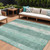 8' X 10' Pale Aqua And Teal Blue Striped Washable Indoor Outdoor Area Rug