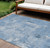 9' X 12' Denim Blue And Ivory Abstract Washable Indoor Outdoor Area Rug Transitional Style - Denim Blue, Ivory Color