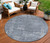 8' Blue And Gray Round Abstract Washable Indoor Outdoor Area Rug