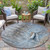 8' Blue And Beige Round Nautical Washable Indoor Outdoor Area Rug