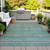 10' X 14' Green And Blush Striped Washable Indoor Outdoor Area Rug