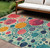 9' X 12' Teal Blue Pink And Orange Geometric Washable Indoor Outdoor Area Rug