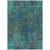 10' X 14' Teal Blue Navy Blue And Brown Abstract Washable Indoor Outdoor Area Rug