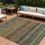 10' X 14' Brown And Gray Striped Washable Indoor Outdoor Area Rug