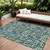 8' X 10' Navy Blue Green And Ivory Abstract Washable Indoor Outdoor Area Rug