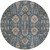 8' Navy Blue Beige And Taupe Round Oriental Washable Indoor Outdoor Area Rug
