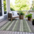 10' X 14' Green And Gray Striped Washable Indoor Outdoor Area Rug - Green, Gray
