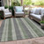 10' X 14' Green And Gray Striped Washable Indoor Outdoor Area Rug - Green, Gray