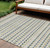 8' X 10' Linen And Lime Green Striped Washable Indoor Outdoor Area Rug