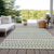 8' X 10' Linen And Lime Green Striped Washable Indoor Outdoor Area Rug