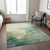 10' X 14' Green And Ivory Abstract Washable Indoor Outdoor Area Rug Transitional Style - Green, Ivory Color