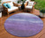 8' Purple And Lavender Round Abstract Washable Indoor Outdoor Area Rug - Purple, Lavender