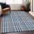 10' X 14' Navy Blue Ivory And Brown Plaid Washable Indoor Outdoor Area Rug
