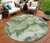8' Green Ivory And Beige Round Abstract Washable Indoor Outdoor Area Rug