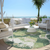 8' Green Ivory And Beige Round Abstract Washable Indoor Outdoor Area Rug