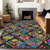 10' X 14' Black Yellow And Green Geometric Washable Indoor Outdoor Area Rug