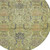 8' Artichoke Green Gray And Tan Round Damask Washable Indoor Outdoor Area Rug