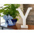 16" Distressed White Wash Wooden Initial Letter Y Sculpture Manufactured Wood