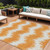 10' X 14' Orange And Ivory Chevron Washable Indoor Outdoor Area Rug