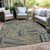 9' X 12' Taupe Blue And Beige Geometric Washable Indoor Outdoor Area Rug