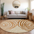 8' Terra Cotta Copper And Gold Round Abstract Washable Indoor Outdoor Area Rug