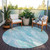 8' Teal Blue Aqua And Ivory Round Abstract Washable Indoor Outdoor Area Rug