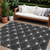 9' X 12' Black Gray And Ivory Geometric Washable Indoor Outdoor Area Rug