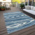 8' X 10' Navy Blue Denim Blue And Ivory Faux Bois Washable Indoor Outdoor Area Rug