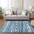 8' X 10' Navy Blue Denim Blue And Ivory Faux Bois Washable Indoor Outdoor Area Rug