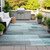 10' X 14' Teal Blue And Ivory Striped Washable Indoor Outdoor Area Rug - Teal Blue, Ivory