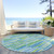 8' Aqua Teal Blue And Lime Green Round Abstract Washable Indoor Outdoor Area Rug