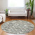 8' Sage And Off White Round Geometric Washable Indoor Outdoor Area Rug