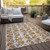 9' X 12' Copper And Ivory Abstract Washable Indoor Outdoor Area Rug - Copper, Ivory