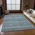 10' X 14' Teal Blue Aqua And Gray Floral Medallion Washable Indoor Outdoor Area Rug
