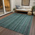 9' X 12' Teal Blue Aqua And Gray Striped Washable Indoor Outdoor Area Rug - Teal Blue, Aqua, Gray