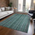 9' X 12' Teal Blue Aqua And Gray Striped Washable Indoor Outdoor Area Rug - Teal Blue, Aqua, Gray