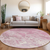 8' Pink And Ivory Round Abstract Washable Indoor Outdoor Area Rug