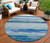 8' Blue Round Abstract Washable Indoor Outdoor Area Rug - 880016411591