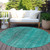 8' Round Teal Round Striped Washable Non Skid Indoor Outdoor Area Rug - Teal Blue