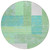8' Sage Mint Green Teal Blue And Ivory Round Geometric Washable Indoor Outdoor Area Rug
